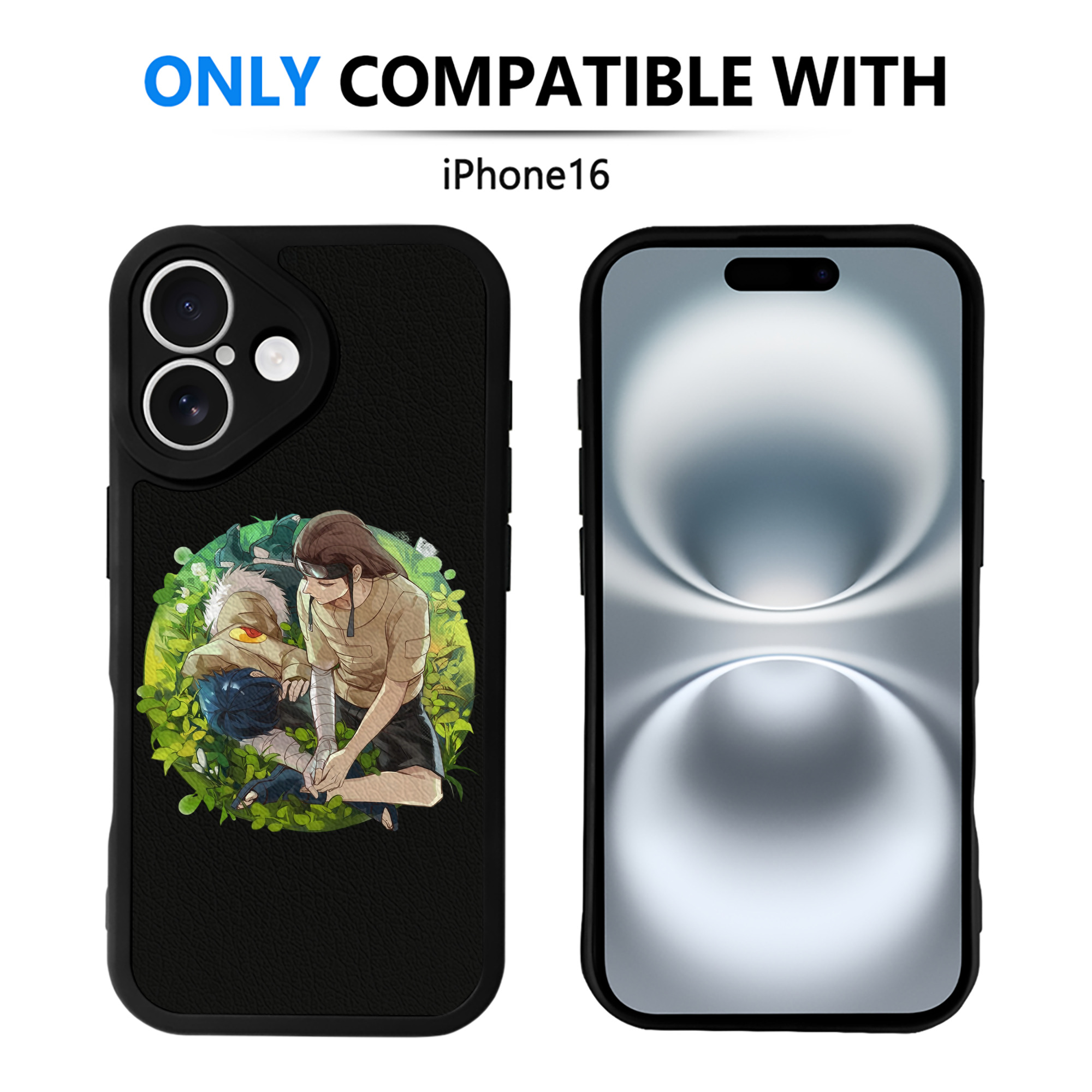 （画像用） NARUTO -ナルト- 日向ネジ Hyūga Neji 【iPhone 16シリーズ対応】シリコンスマホケース（レザー調） 材質：シリコン